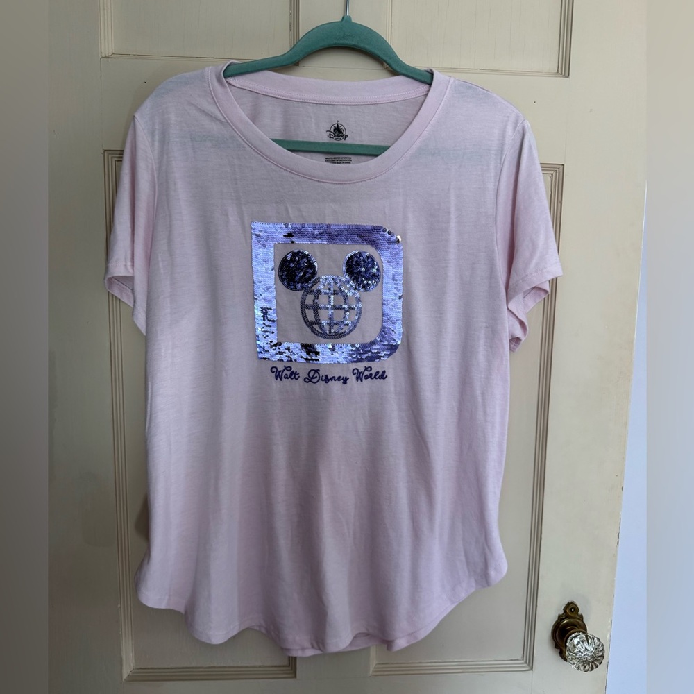Disney Walt Disney World Pink Sequin Logo T-shirt